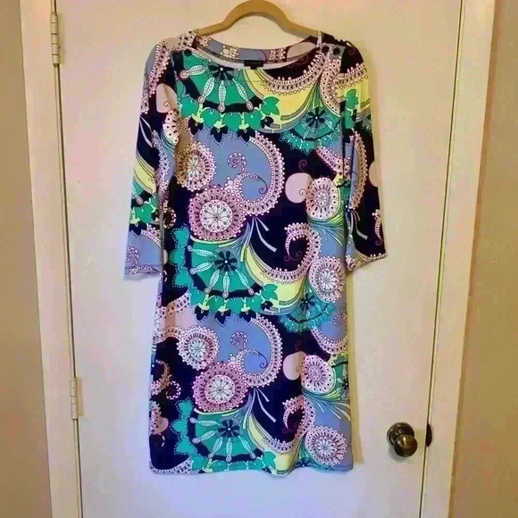- Talbots Jersey Shift Dress in Spiral Paisley Size Small - Picture 1 of 6